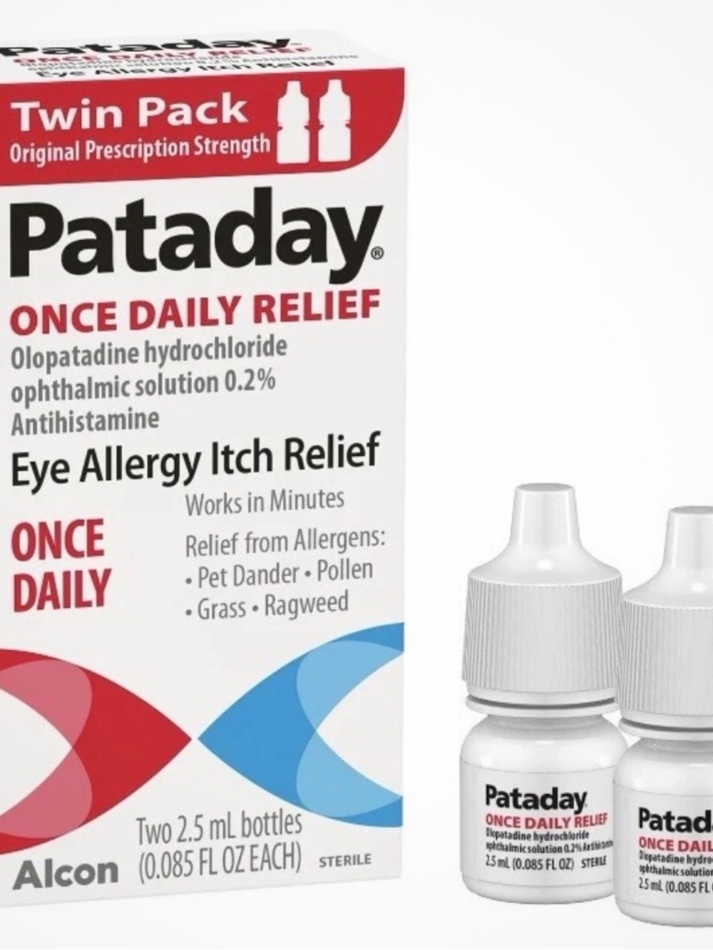 Twin Pack PATADAY Once Daily Eye Allergy Itch Relief 2.5ml x 2 ~ New in Box